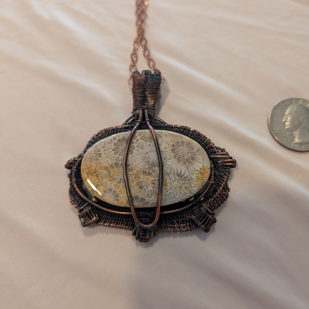 Handcrafted Copper Wire Wrapped Tree Pendant with Unkanite - Picture 4 of 4